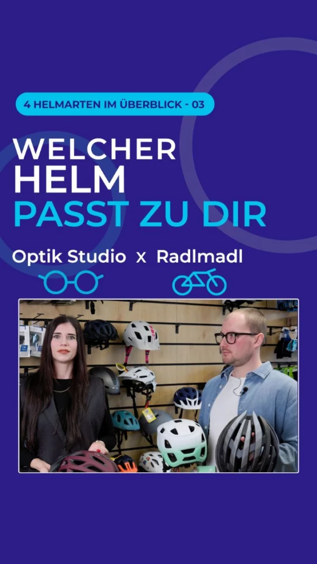 Welcher Helm passt zu Dir? 🚲

Nicht jeder Fahrradhelm ist gleich – und genau deshalb lohnt sich ein genauer Blick.

Ob Allroundhelm für den Alltag, Mountainbikehelm fürs Gelände, Rennradhelm für längere und schnelle Strecken oder Full-Face-Helm für Downhill: Entscheidend ist, dass der Helm zu Deinem Fahrstil passt.

Noch wichtiger: Er muss bequem sitzen – damit Du ihn auch wirklich trägst.

👉 Du bist unsicher, welcher Helm der richtige für Dich ist?
Dann komm beim Radlmadl – Deinem Fahrradspezialisten in Schrobenhausen vorbei und lass Dich beraten.

Und für gutes Sehen auf dem Rad bist Du bei uns im Optik Studio 💙 in Schrobenhausen genau richtig.

Optik Studio x Radlmadl
Sicher durch die Rad-Saison.