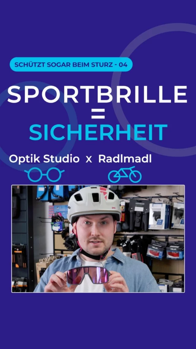 💙 👓Sportbrille = mehr Sicherheit auf dem Rad 🚲

Eine Sportbrille schützt nicht nur vor Sonne🌞, Wind🌪️ und Insekten🪰 – sie kann auch im Ernstfall sicherer sein.

Gerade in Kombination mit dem Helm ist wichtig:
Die Brille gehört außen über die Helmriemen und nicht darunter. So kann sie sich bei einem Sturz lösen, statt sich im Gesicht oder am Helm zu verhaken.

Viele Sportbrillen sind genau dafür gemacht: Der Bügel kann sich lösen und danach wieder eingeklickt werden.

Kleiner Unterschied – aber im Zweifel richtig wichtig.

👉 Du willst wissen, welche Sportbrille zu Deinem Helm und Deinem Fahrstil passt?
Dann komm bei uns im 📍Optik Studio vorbei.

Und wenn es um Helm, Rad, Zubehör oder Service geht, bist Du beim 📍Radlmadl – Deinem Fahrradspezialisten in Schrobenhausen genau richtig.

Optik Studio x Radlmadl
Sicher durch die Rad-Saison.