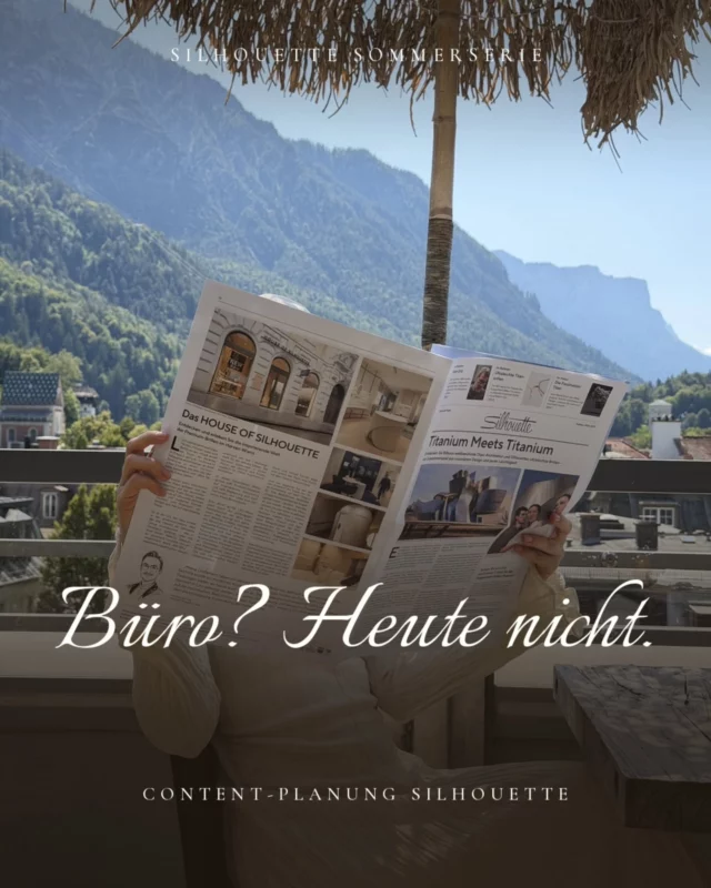 Manchmal entstehen die besten Ideen nicht am Schreibtisch 💙

Für die Silhouette-Aktion haben wir uns kurzerhand einen anderen Arbeitsplatz gesucht: Sonne, Berge, Kaffee – und die Silhouette-Zeitung von vorn bis hinten. 60 Jahre Firmengeschichte, Titan, das ins All fliegt, und Brillen aus demselben Material wie die Fassade des Guggenheim in Bilbao. Da wusste man gar nicht, wo anfangen.

Vier Brillen hatten wir dabei. Julia zeigt sie euch im Video – und ja, @konstantinbeckel ist auch kurz im Bild, unser Social Media Manager.

Was daraus geworden ist, seht ihr in unseren Silhouette Wochen. 
Und im Geschäft: die ganze Silhouette-Kollektion, noch bis 29. August.

Dein Optiker in Schrobenhausen 💙 

@silhouetteeyewear